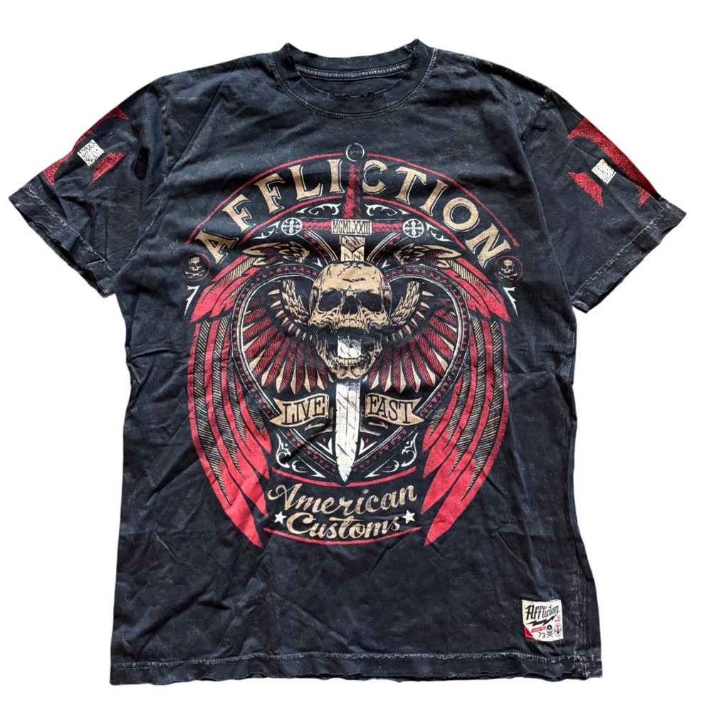 Y2K Affliction Grunge American Customs Shirt Size M
